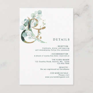 Eukalyptus Ampersand Gold Green Wedding Details Begleitkarte