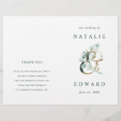 Eukalyptus Ampersand Gold Green Wedding Program (Vorderseite)
