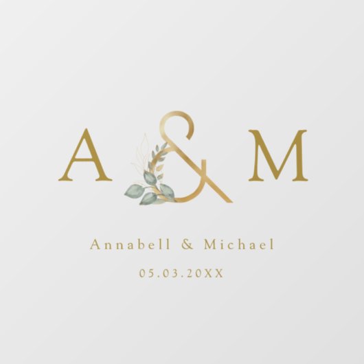 Eukalyptus Ampersand Hochzeit Fensteraufkleber (Blatt)