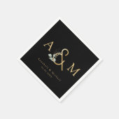 Eukalyptus, Ampersand, Schwarz, Gold, Hochzeit Serviette (Ecke)