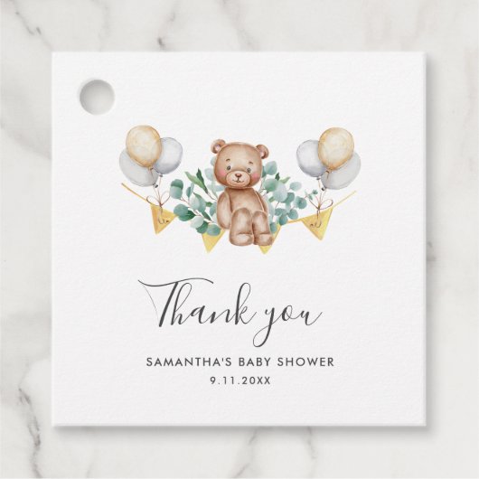 Eukalyptus and Bear Rustic Baby Dusche Vielen Dank Geschenkanhänger (Vorderseite)