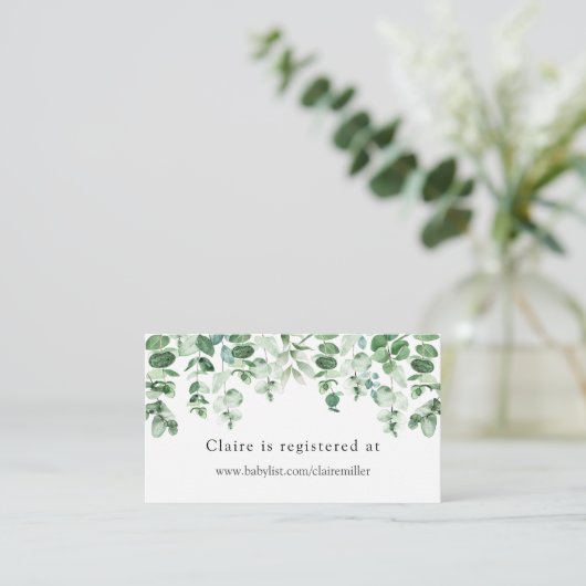 Eukalyptus and Greenery Baby Shower Registry Begleitkarte (Stehend Vorderseite)