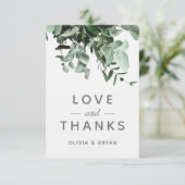 Eukalyptus and Greenery Watercolor Dankeschön Kart Einladung (Stehend Vorderseite)