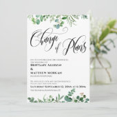 Eukalyptus Änderung der Pläne für verspätete Hochz Einladung (Stehend Vorderseite)