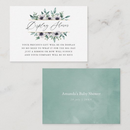 Eukalyptus Anemone Baby Shower Shower Shower Showd Begleitkarte (Vorne/Hinten)