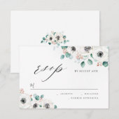 Eukalyptus anemone florale rustikale Hochzeit RSVP Karte (Vorne/Hinten)