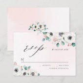 Eukalyptus anemone florale rustikale Hochzeit RSVP Karte (Vorne/Hinten)
