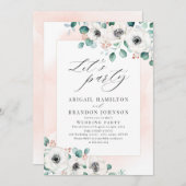 Eukalyptus anemone florale rustikale Hochzeitspart Einladung (Vorne/Hinten)