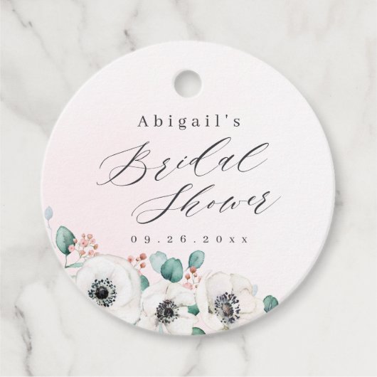 Eukalyptus anemone florales rustikales Brautparty Geschenkanhänger (Vorderseite)