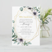 Eukalyptus Anemone Geometric 50 Jahre Einladung (Stehend Vorderseite)