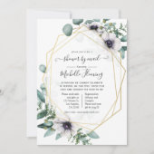 Eukalyptus Anemone Geometric Baby Showroom von Mai Einladung (Vorderseite)