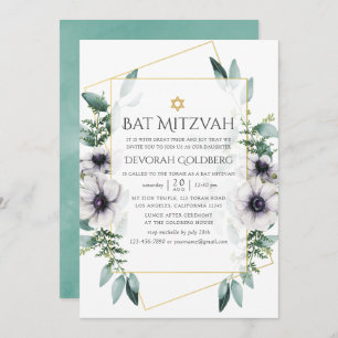 Eukalyptus Anemone Geometric Bat Mitzvah Einladung