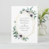 Eukalyptus Anemone Geometric QR Code UAWG Wedding Einladung (Stehend Vorderseite)