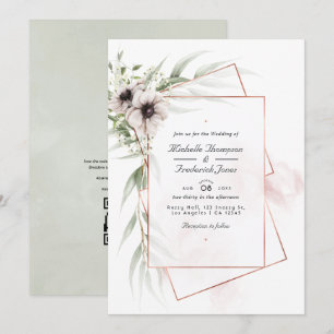 Eukalyptus Anemone Geometric QR Code UAWG Wedding Einladung