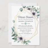 Eukalyptus Anemone Geometric Virtual Brautparty Einladung (Vorderseite)