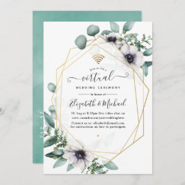 Eukalyptus Anemone Geometric Virtual Wedding Einladung