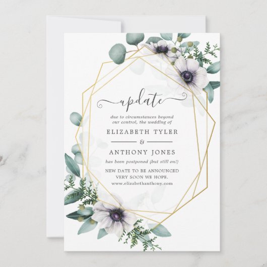 Eukalyptus Anemone Geometric Wedding Update Einladung (Vorderseite)