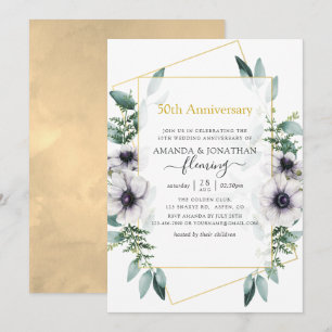 Eukalyptus-Anemone-Geometrisch 50. Hochzeitstag Einladung