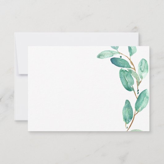 Eukalyptus Aqua Blätter Wedding RSVP (Rückseite)