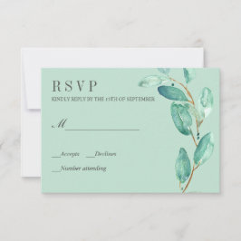 Eukalyptus Aqua Blätter Wedding RSVP Karte