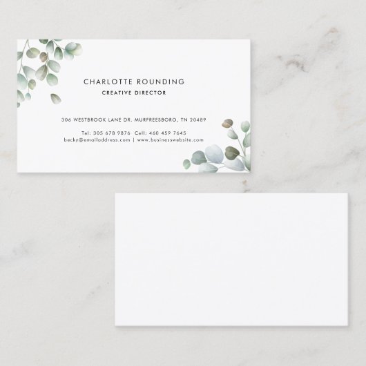 Eukalyptus-Aqua Visitenkarte (Vorne/Hinten)