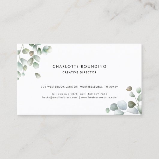 Eukalyptus-Aqua Visitenkarte (Vorderseite)