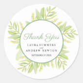 Eukalyptus Aquarell Art Green Blätter Vielen Dank Runder Aufkleber (Vorderseite)