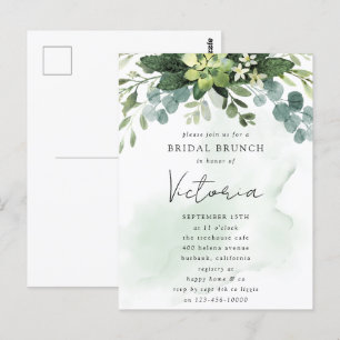 Eukalyptus-Aquarell Chic Brautparty-Einladung Postkarte
