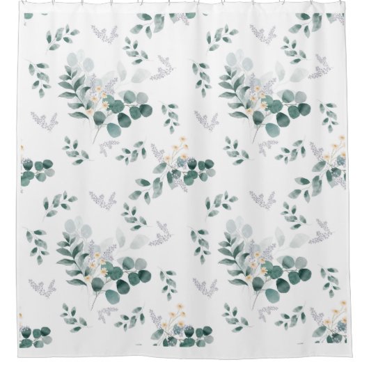 Eukalyptus-Aquarell Duschvorhang (Vorderseite)