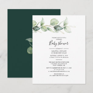 Eukalyptus Aquarell Elegante Babyparty für Paare Einladung