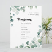 Eukalyptus-Aquarell-Grünzeug-Hochzeit Programm (Stehend Vorderseite)