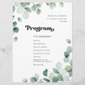 Eukalyptus-Aquarell-Grünzeug-Hochzeit Programm (Vorderseite)