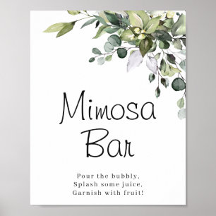 Eukalyptus-Aquarell-Mimosa-Bar-Poster-Schild Poster