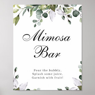 Eukalyptus-Aquarell-Mimosa-Bar-Poster-Schild Poster