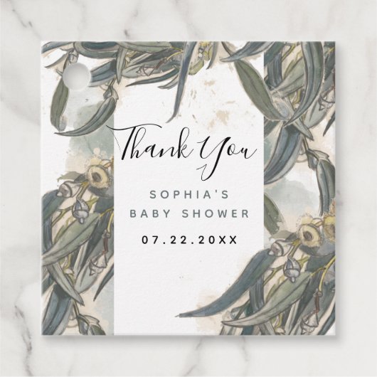 Eukalyptus-Aquarell Verlasse Grünpflanzen Kinderdu Geschenkanhänger (Vorderseite)