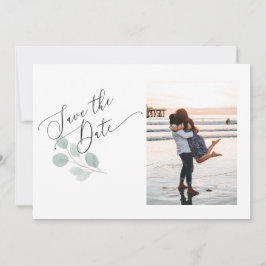 Eukalyptus-Aquarellbild Save the Date Fotokarte