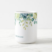 Eukalyptus Aquareller-Blumenrand mit Rose Kaffeetasse (Mittel)