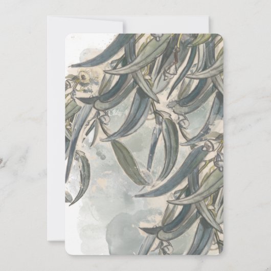 Eukalyptus-Aquarellfarben Blätter Grünes Brautpart Einladung (Rückseite)