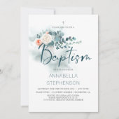 Eukalyptus | Aquarellgrüne Taufbecken Party Einladung (Vorderseite)