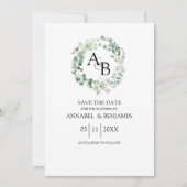 Eukalyptus-Aquarellkranz Save The Date (Vorderseite)