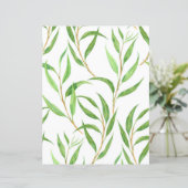 Eukalyptus-Aquarellmuster auf Weiß (Stehend Vorderseite)