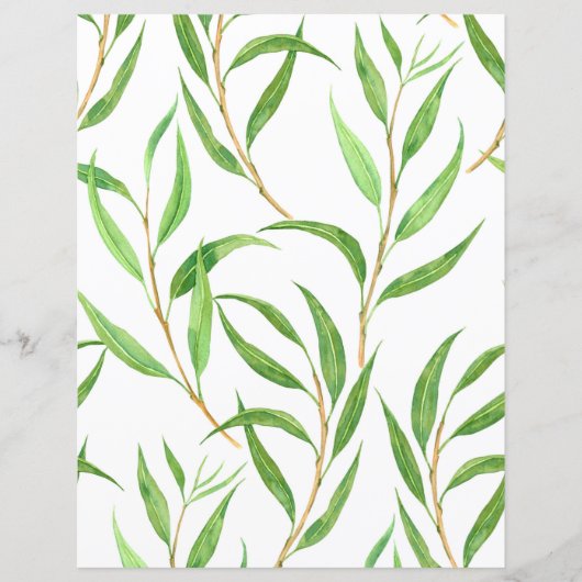 Eukalyptus-Aquarellmuster auf Weiß (Vorderseite)