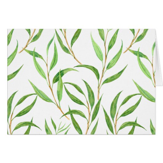 Eukalyptus-Aquarellmuster auf Weiß (Vorderseite (Horizontal))