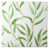 Eukalyptus-Aquarellmuster auf Weiß Fliese (Vorderseite)