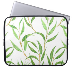 Eukalyptus-Aquarellmuster auf Weiß Laptopschutzhülle