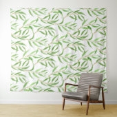 Eukalyptus-Aquarellmuster auf Weiß Wandteppich (Beispiel (Horizontal))