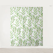 Eukalyptus-Aquarellmuster auf Weiß Wandteppich (Vorderseite)