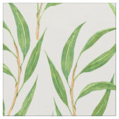 Eukalyptus-Aquarellmuster auf weißem Stoff (Nahaufnahme)