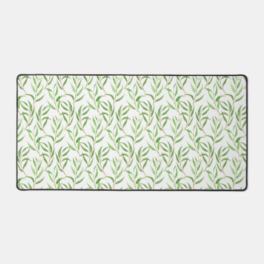 Eukalyptus-Aquarellmuster auf weißer Verpackung pa Schreibtischunterlage (Vorderseite)