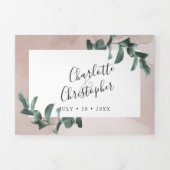 Eukalyptus-Aquarellpinke in einer Hochzeit Dreifach Gefaltete Einladung (Cover)